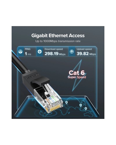 UGREEN NW102 (20163) Cat6 პაჩკორდი UTP LAN კაბელი, 8 მ, შავი