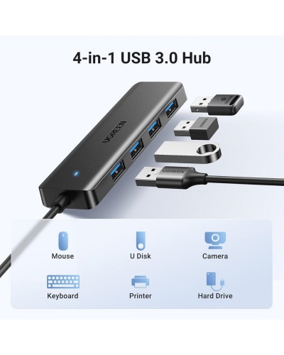 USB ჰაბი UGREEN CM219 (25851), USB 3.0 Hub, Black