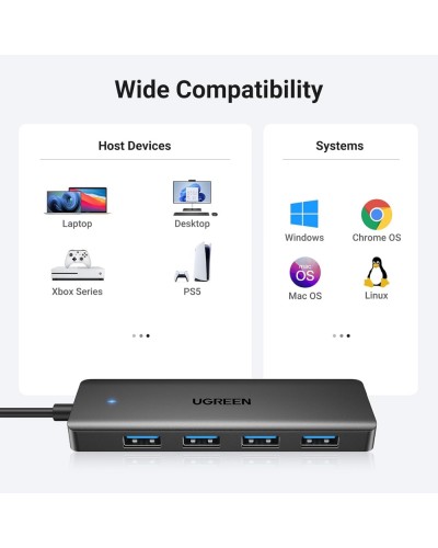 USB ჰაბი UGREEN CM219 (25851), USB 3.0 Hub, Black