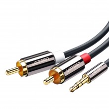 აუდიო კაბელი UGREEN AV116 (10590) 3.5mm to 2 RCA audio cable adapter male to male 3.5mm Audio Line to dual lotus head line 2 rca Aux Audio Cable 3m (Black)