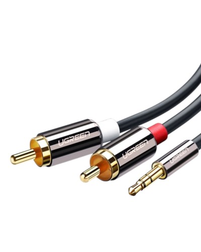აუდიო კაბელი UGREEN AV116 (10590) 3.5mm to 2 RCA audio cable adapter male to male 3.5mm Audio Line to dual lotus head line 2 rca Aux Audio Cable 3m (Black)