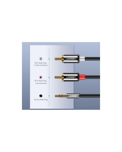 აუდიო კაბელი UGREEN AV116 (10590) 3.5mm to 2 RCA audio cable adapter male to male 3.5mm Audio Line to dual lotus head line 2 rca Aux Audio Cable 3m (Black)