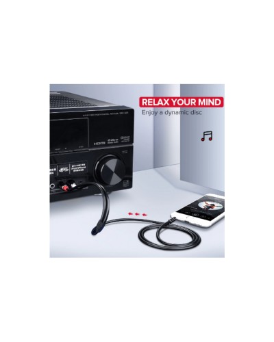 აუდიო კაბელი UGREEN AV116 (10590) 3.5mm to 2 RCA audio cable adapter male to male 3.5mm Audio Line to dual lotus head line 2 rca Aux Audio Cable 3m (Black)