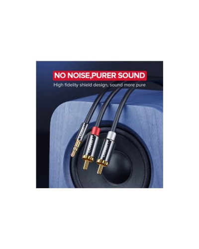 აუდიო კაბელი UGREEN AV116 (10590) 3.5mm to 2 RCA audio cable adapter male to male 3.5mm Audio Line to dual lotus head line 2 rca Aux Audio Cable 3m (Black)