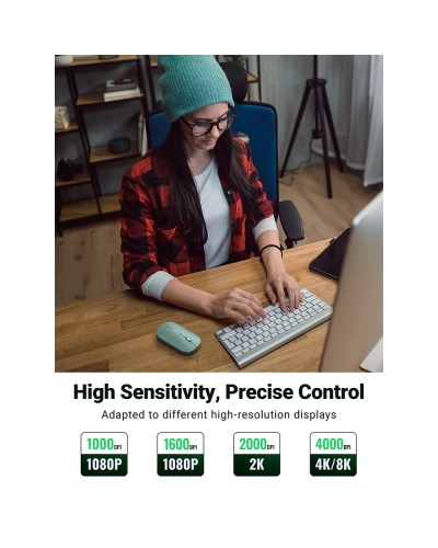 მაუსი UGREEN MU001 (90374) Wireless 2.4G Slim Silent Mouse, 4000DP, Green