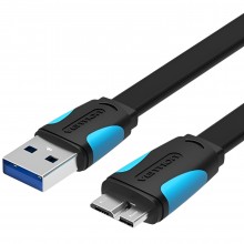 Micro USB კაბელი Vention VAS-A12-B050 Flat USB3.0 A Male to Micro B Male Cable 0.5M Black