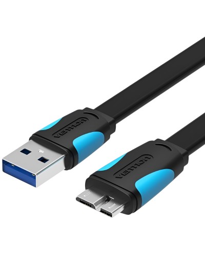 Micro USB კაბელი Vention VAS-A12-B050 Flat USB3.0 A Male to Micro B Male Cable 0.5M Black