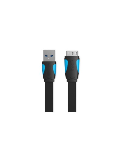Micro USB კაბელი Vention VAS-A12-B050 Flat USB3.0 A Male to Micro B Male Cable 0.5M Black