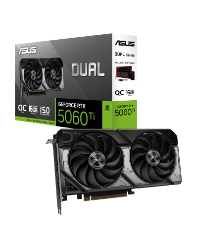 ვიდეო ბარათი DUAL-RTX5060TI-O16G, ASUS Dual GeForce RTX™ 5060 Ti 16GB GDDR7 OC Edition, HDMI, 3x DP,128-bit, 550W (90YV0MH0-M0NA00)