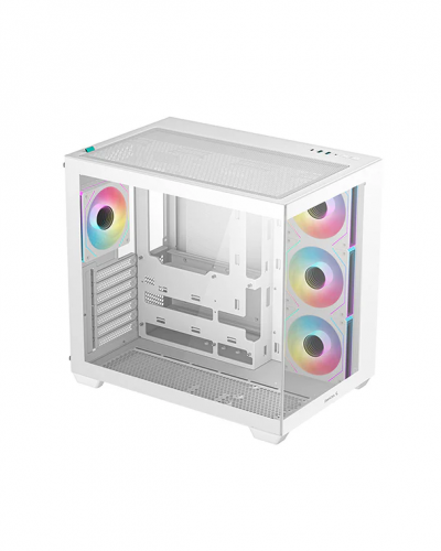 ქეისი CG530 4F WH Deepcool, ITX/Micro-ATX/ATX , USB3.0×2、Gen2 Type-C x1、Au/Mi, tempered glass Side: 3×120mm Side: 3×120mm PWM+ARGB White
