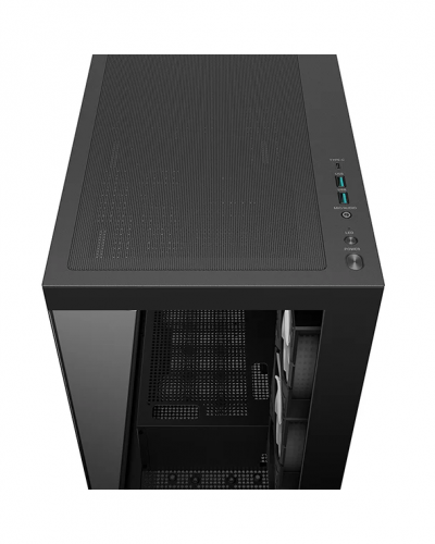 ქეისი CG580 4F DEEPCOOL Mid-Tower Case , USB3.0×2 / Audio×1t, Top: Side: 360mm AIO 3×120mm PWM+ARGB, tempered glass, Black