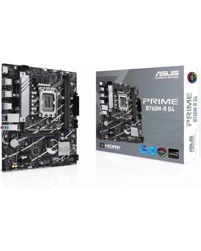 დედა დაფა ASUS Prime B760M-R D4 Gaming Motherboard Socket Intel LGA 1700 microATX, PCIe 4.0, DDR4, HDMI, SATA 6 Gbit/s, Aura Sync (162180)