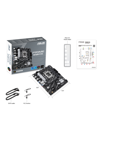 დედა დაფა ASUS Prime B760M-R D4 Gaming Motherboard Socket Intel LGA 1700 microATX, PCIe 4.0, DDR4, HDMI, SATA 6 Gbit/s, Aura Sync (162180)