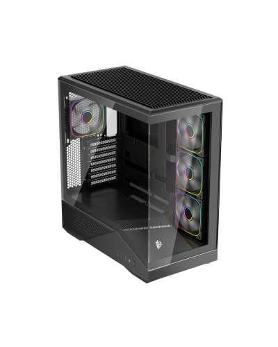 ქეისი 1STPLAYER GM7 Gaming Case, 4x120mm ARGB Fan, W/O PSU, Black (GM7-BK-3FN7R-1FN7)
