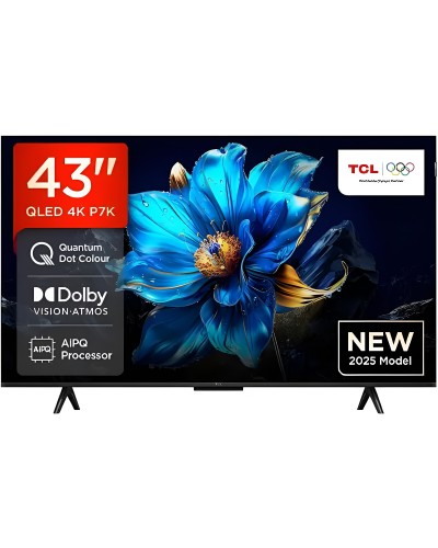 ტელევიზორი TCL QLED, 43", 4K UHD, USB, HDMI, BT, WIFI, Black (43P7K)