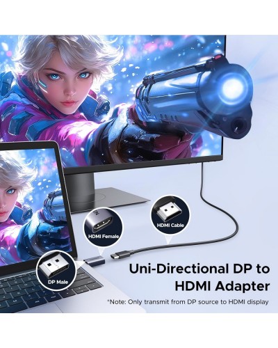 ადაპტერი - UGREEN DP130, 2Pcs, 4K DisplayPort to HDMI, Grey