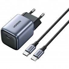 სწრაფი დამტენი UGREEN CD319 Nexode, 30W, Type-C with Type-c Cable 1m, GaN, Gray