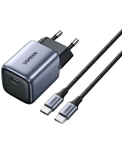 სწრაფი დამტენი UGREEN CD319 Nexode, 30W, Type-C with Type-c Cable 1m, GaN, Gray