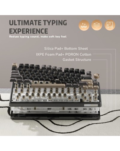 კლავიატურა - Royal Kludge RK R75 -  RGB / მექანიკური / Brown switch / Type-C wired / Phantom