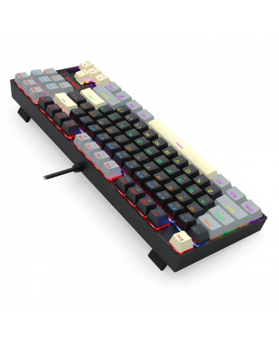 კლავიატურა - Redragon Kumara K552LGY-R - Rainbow Backlight / მექანიკური / Red Switch / wired / Black, Gray, Yellow