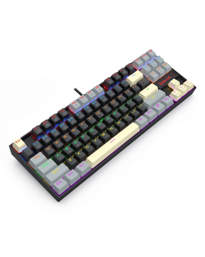კლავიატურა - Redragon Kumara K552LGY-R - Rainbow Backlight / მექანიკური / Red Switch / wired / Black, Gray, Yellow
