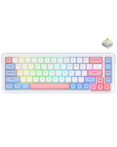 კლავიატურა  Redragon K709WBP NOVA Pro - RGB / მექანიკური / Custom Manbo L Linear Switch / Wireless / Wonder Pink & Blue