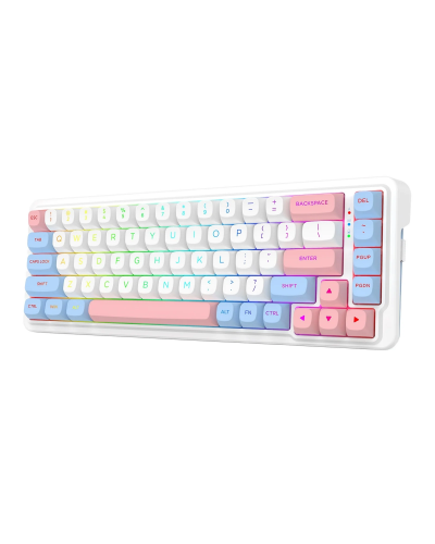 კლავიატურა  Redragon K709WBP NOVA Pro - RGB / მექანიკური / Custom Manbo L Linear Switch / Wireless / Wonder Pink & Blue
