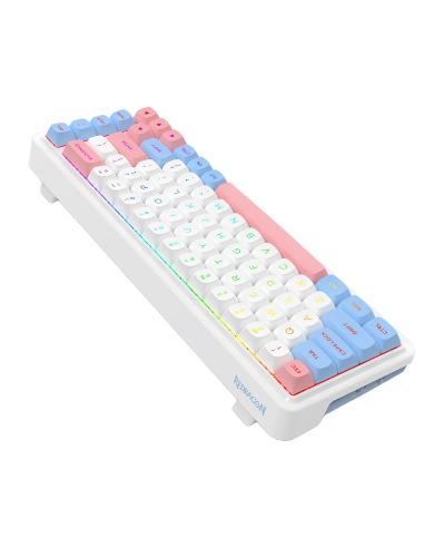 კლავიატურა  Redragon K709WBP NOVA Pro - RGB / მექანიკური / Custom Manbo L Linear Switch / Wireless / Wonder Pink & Blue