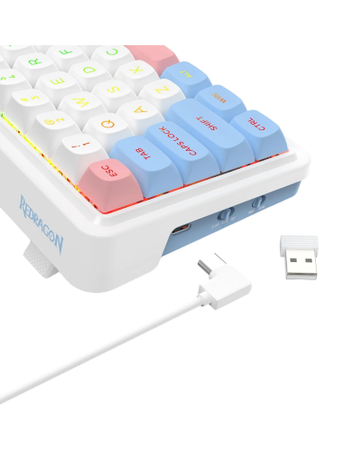 კლავიატურა  Redragon K709WBP NOVA Pro - RGB / მექანიკური / Custom Manbo L Linear Switch / Wireless / Wonder Pink & Blue