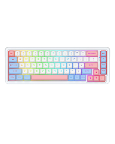 კლავიატურა  Redragon K709WBP NOVA Pro - RGB / მექანიკური / Custom Manbo L Linear Switch / Wireless / Wonder Pink & Blue