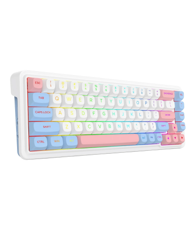 კლავიატურა  Redragon K709WBP NOVA Pro - RGB / მექანიკური / Custom Manbo L Linear Switch / Wireless / Wonder Pink & Blue