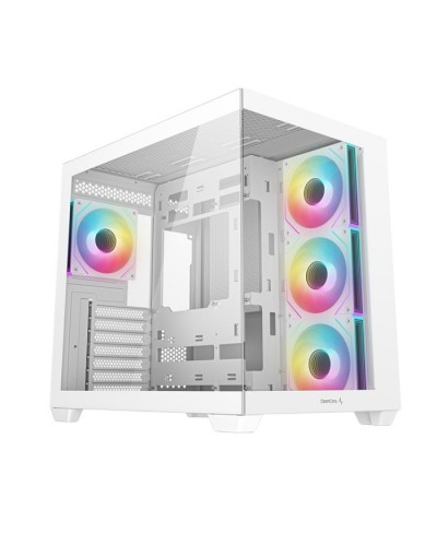 ქეისი CG530 4F Wh Deepcool - ITX/Micro-ATX/ATX , USB3.0×2、USB2.0×1 Side: 3×120mm Side: 3×120mm PWM+ARGB White