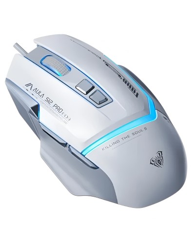 მაუსი AULA S12 Pro - RGB / Wired / White-Gray