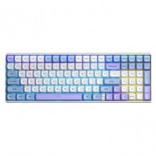 კლავიატურა AULA S100Pro - RGB / Rechargeable Wireless / Mechanical / Red Switch / White - Blue - Dark Purple
