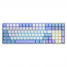 კლავიატურა AULA S100Pro - RGB / Rechargeable Wireless / Mechanical / Red Switch / White - Blue - Dark Purple