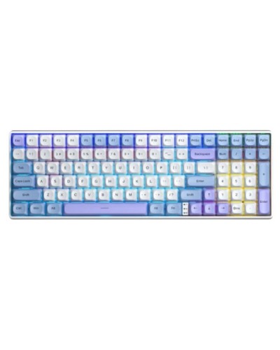 კლავიატურა AULA S100Pro - RGB / Rechargeable Wireless / Mechanical / Red Switch / White - Blue - Dark Purple