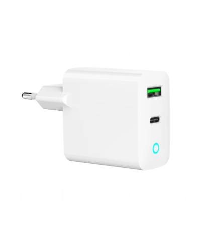 დამტენი - Gembird TA-UC-PDQC20L-W-01 / USB / Type-C / Fast Charger / 20W  