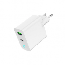 დამტენი - Gembird TA-UC-PDQC20L-W-01 / USB / Type-C / Fast Charger / 20W  