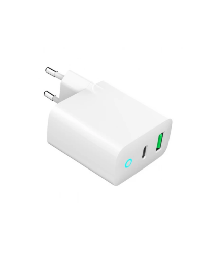 დამტენი - Gembird TA-UC-PDQC20L-W-01 / USB / Type-C / Fast Charger / 20W  