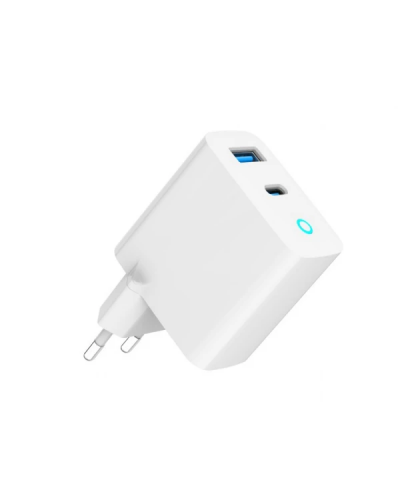 დამტენი - Gembird TA-UC-PDQC30L-W-01 / USB / Type-C / Fast Charger / 30W