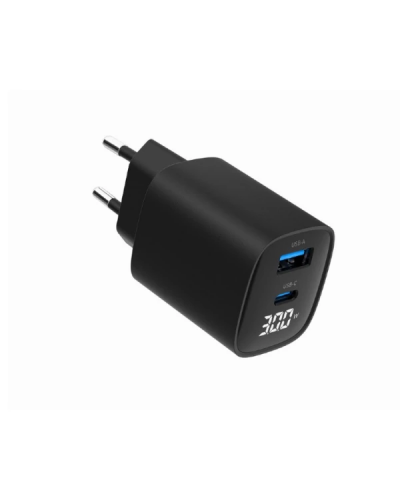დამტენი – Gembird TA-UC-PDQC30LCD-BK-01 / USB / Type‑C / Fast Charger / Black / 30W
