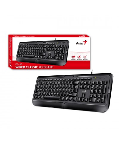 კლავიატურა - Genius KB-118 II / მემბრანული / Silent Typing Switch / სადენიანი 