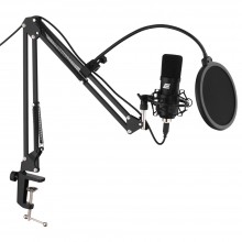 მიკროფონი სტრიმინგისთვის - 2E MPC011 / USB / Sensitivity: -38 dB / Frequency response: 30 Hz – 16 kHz / შავი