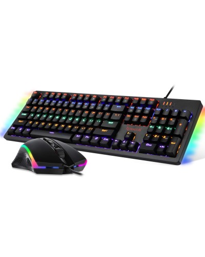 კლავიატურა + მაუსი - Redragon S117-KN / RGB / Combo / სადენიანი / მექანიკური / Brown Switch / 100%