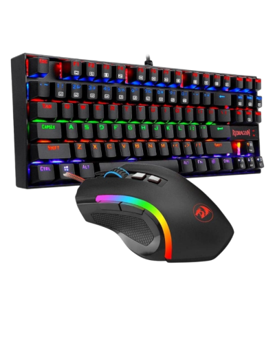 გეიმინგ ნაკრები - Redragon Kumara K552RGB-BA / კლავიატურა და მაუსი / RGB / Combo / სადენიანი / მექანიკური / Blue Switch / 87%