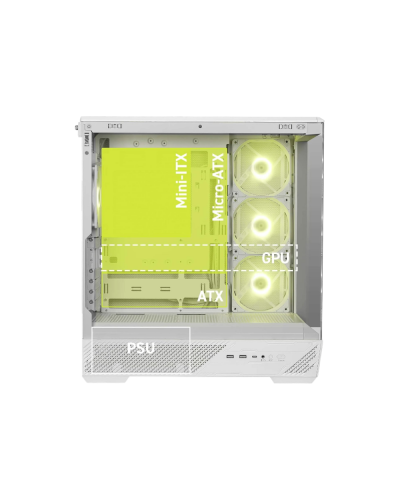 ქეისი MSI - MAG PANO 130R PZ / ATX / Micro-ATX / Mini-ITX / USB 3.2 / 460×235×490 მმ / white