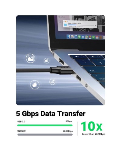 USB დამაგრძელებელი - UGREEN US129 (30127) / USB 3.0 Male to Female Extension / 3 მეტრი