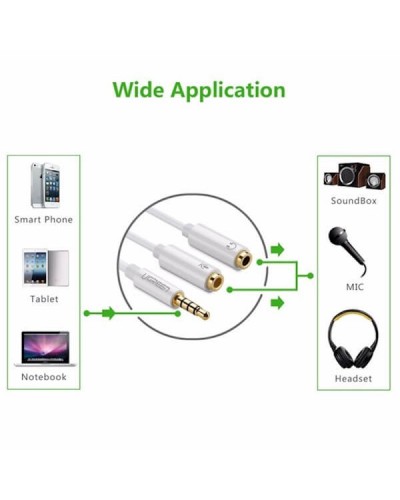 აუდიო კაბელი - UGREEN AV141 (10789) 3.5mm Male to 2 Female Audio Splitter Cable ABS Case White