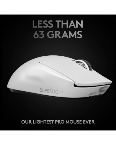 მაუსი - Logitech G PRO X SUPERLIGHT / უსადენო / 25,600 DPI / 63 გრამი / თეთრი