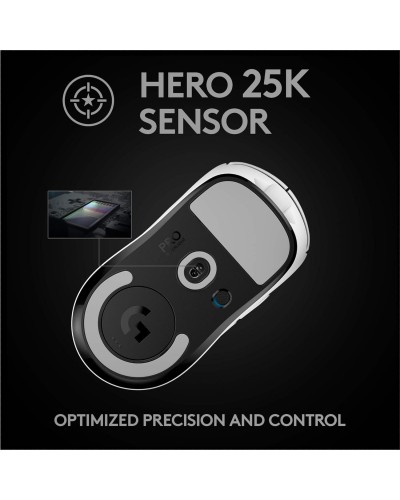 მაუსი - Logitech G PRO X SUPERLIGHT / უსადენო / 25,600 DPI / 63 გრამი / თეთრი